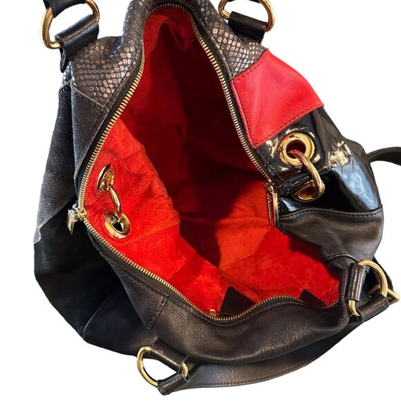 HAMMITT LA Handbag Hobo Tote Gray Black Red Leather Suede Large Purse RARE Style - Picture 14 of 16